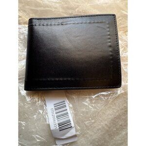 Men's Cole Haan Compact Billfold Wallet Black TriFold Leather NEW NWT